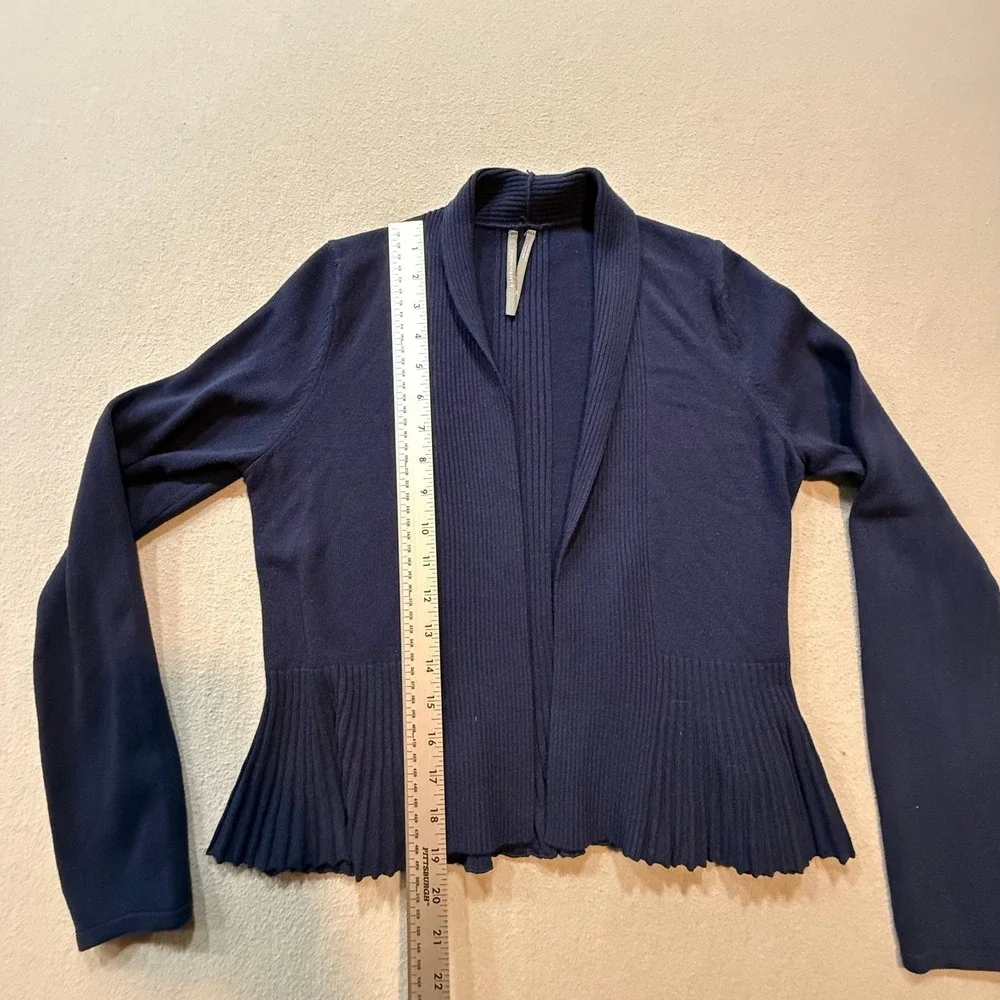 by Anthropologie Navy‎ Peplum Ribbed Open Front Cardigan Sweater Women XS